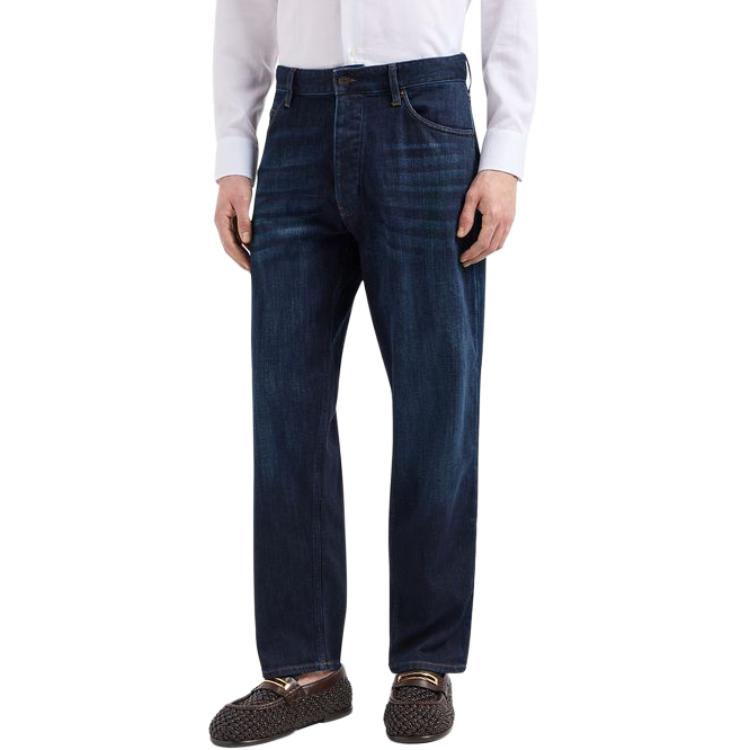 EMPORIO ARMANI SS24  Low-Waist Wide-Leg Blue Jeans with Back Logo Patch. 3D1J69-1D02Z1-0941 圖 4