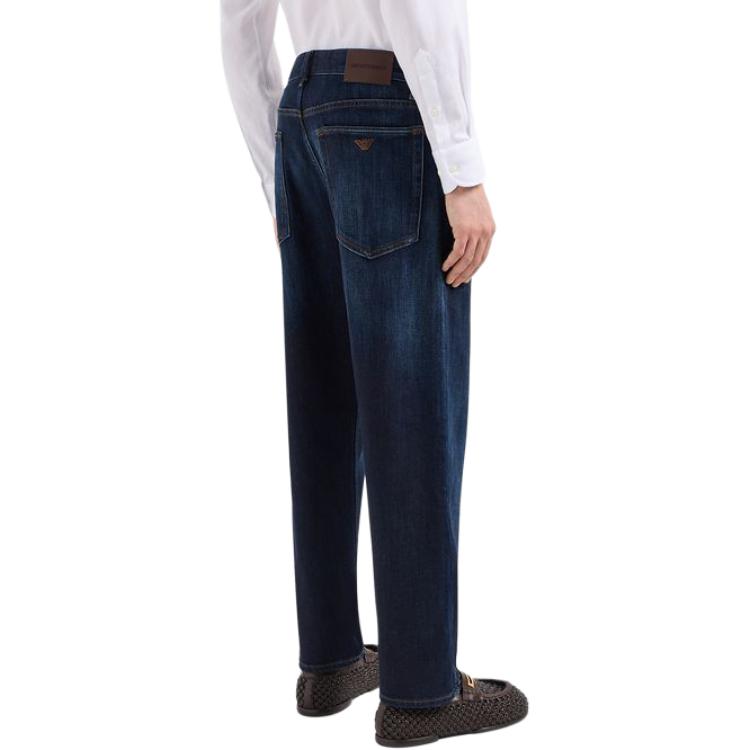 EMPORIO ARMANI SS24  Low-Waist Wide-Leg Blue Jeans with Back Logo Patch. 3D1J69-1D02Z1-0941 圖 5