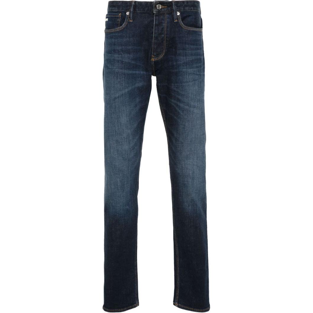 EMPORIO ARMANI SS24  Mid-Rise Casual Logo Jeans Indigo Blue. 6D1J75-1D83Z