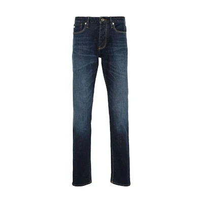 EMPORIO ARMANI SS24 Mid-Rise Casual Logo Jeans Indigo Blue. 6D1J75-1D83Z