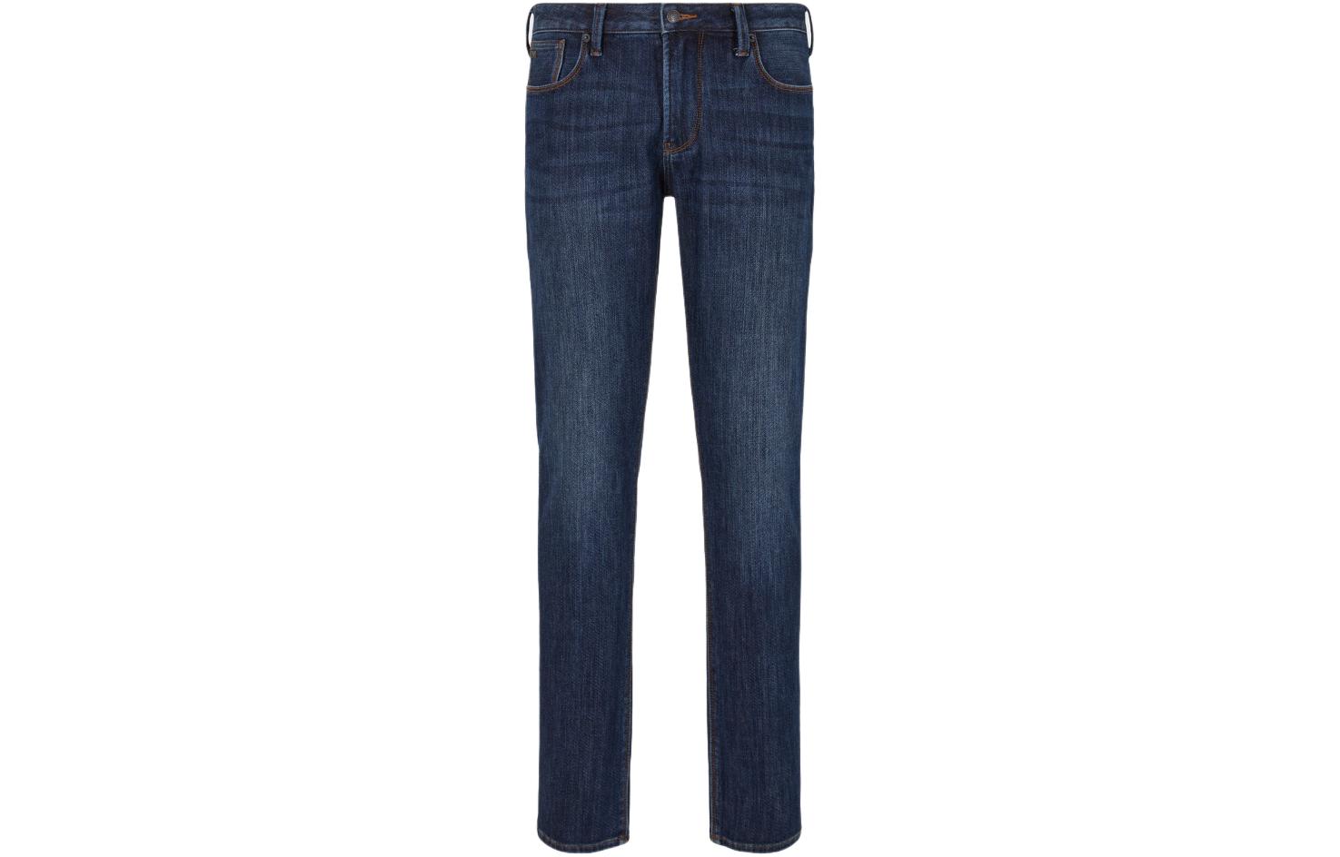 Order Emporio Armani SS24 Seluar Jeans Biru Gelap Mid-Rise Kasual dengan Poket Berzip. 3D1J06-1DRPZ-0942