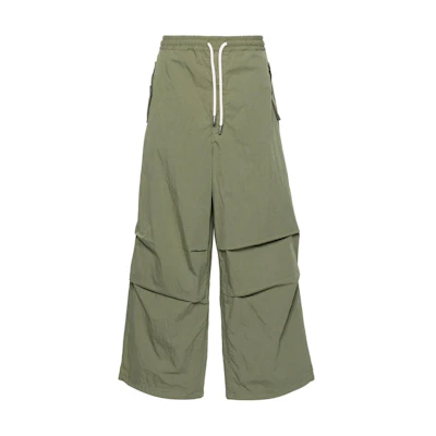 EMPORIO ARMANI SS24 Olive Green Loose Fit Wide-Leg Casual Pants. 3D1P9D-1K3CZ-05C0