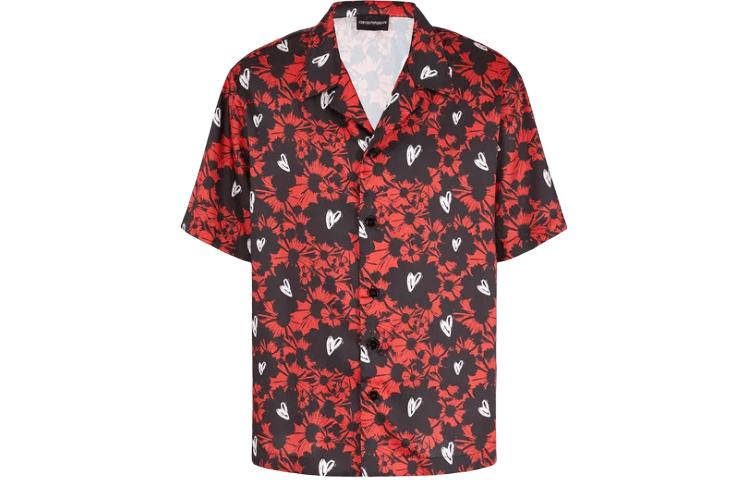 Buy EMPORIO ARMANI SS24  Red Printed Short-Sleeve Button-Up Shirt. 3D1C8P1-K2EZ1-F310