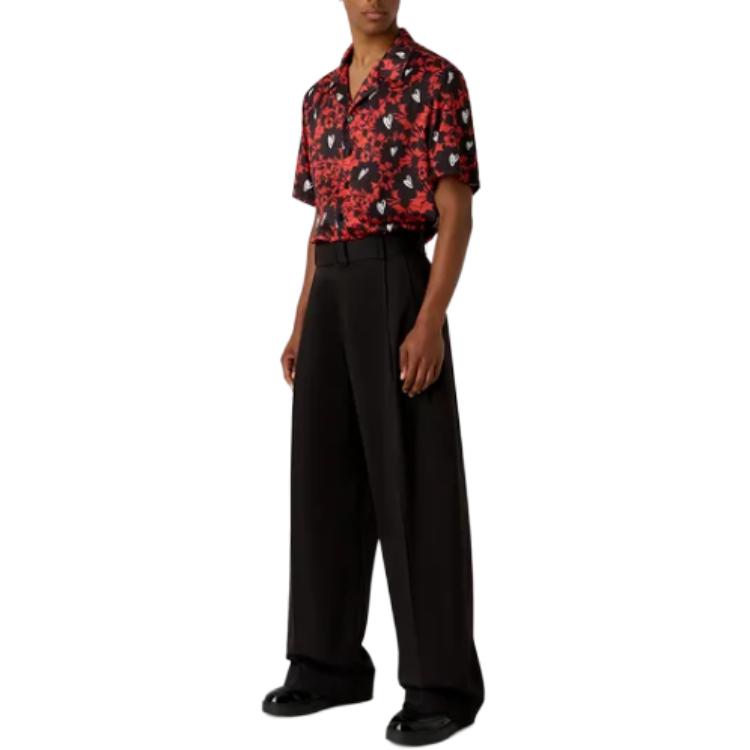 Lookbook EMPORIO ARMANI SS24  Red Printed Short-Sleeve Button-Up Shirt. 3D1C8P1-K2EZ1-F310