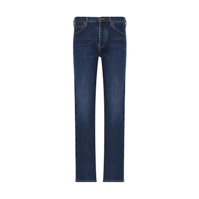 EMPORIO ARMANI SS24 Solid Button Mid-Rise Straight-Leg Jeans 8N1J21-1G0LZ-0942