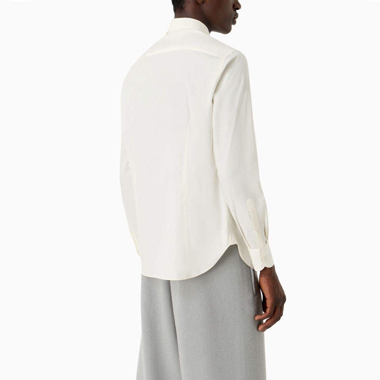 Shop EMPORIO ARMANI SS24 纯色休闲长袖衬衫按钮式设计。 3D1C86-1K2NZ-0128