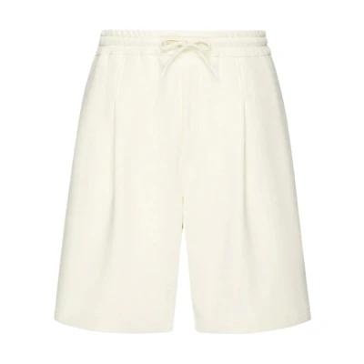 Emporio Armani SS24 Solid Color Drawstring Mid-Waist White Shorts 3D1P8Z-1J6IZ-0103