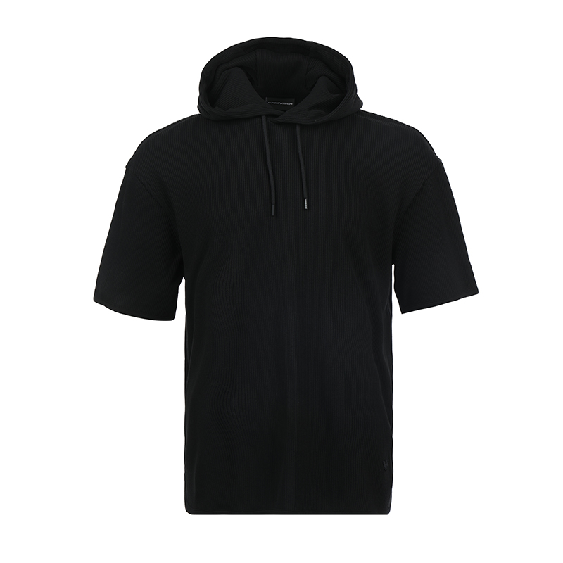 EMPORIO ARMANI SS24  Solid Color Hooded Pullover Loose Short Sleeve Hoodie 3D1M74-1JOOZ-0999
