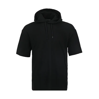 EMPORIO ARMANI SS24 Solid Color Hooded Pullover Loose Short Sleeve Hoodie 3D1M74-1JOOZ-0999