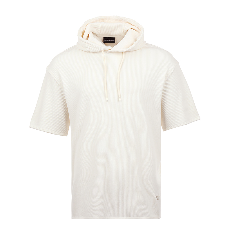 EMPORIO ARMANI SS24  Solid Color Hooded Pullover Loose Short Sleeve Hoodie 3D1M74-1JOOZ-0999 圖 5