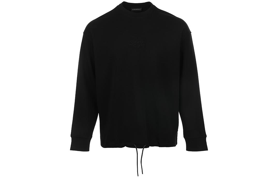 EMPORIO ARMANI SS24  Solid Drawstring Sweatshirt with Eagle Logo Embroidery 3D1M62-1JHSZ-0999