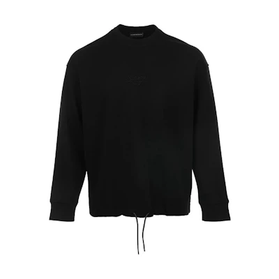 EMPORIO ARMANI SS24 Solid Drawstring Sweatshirt with Eagle Logo Embroidery 3D1M62-1JHSZ-0999