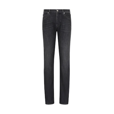 Emporio Armani SS24 Straight Fit Mid-Rise Jeans in Denim Black. 8N1J45-1D5QZ-0006