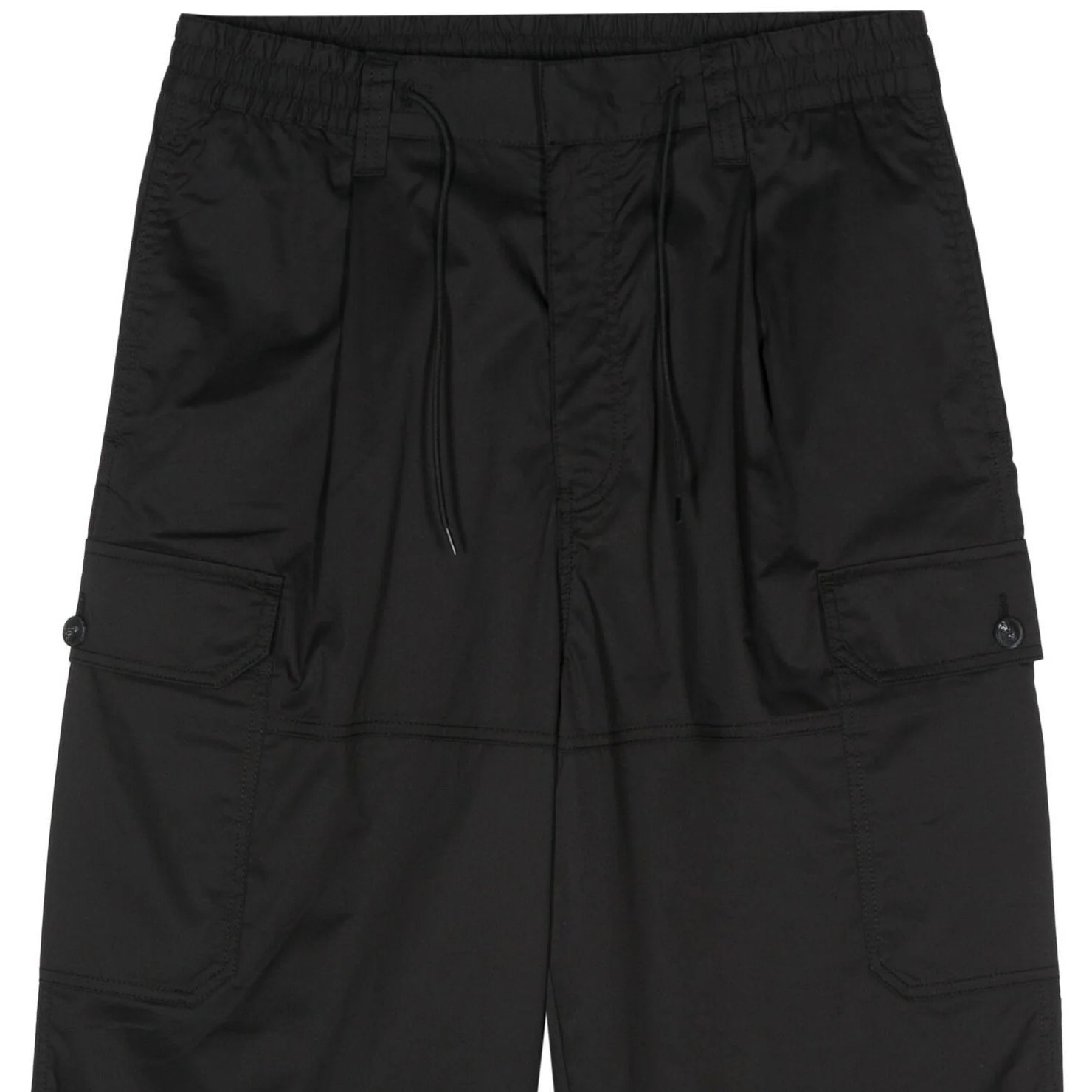 Shop 엠포리오 아르마니 SS24 테이퍼드 드로스트링 캐주얼 팬츠 블랙. 3D1PE6-1K2LZ