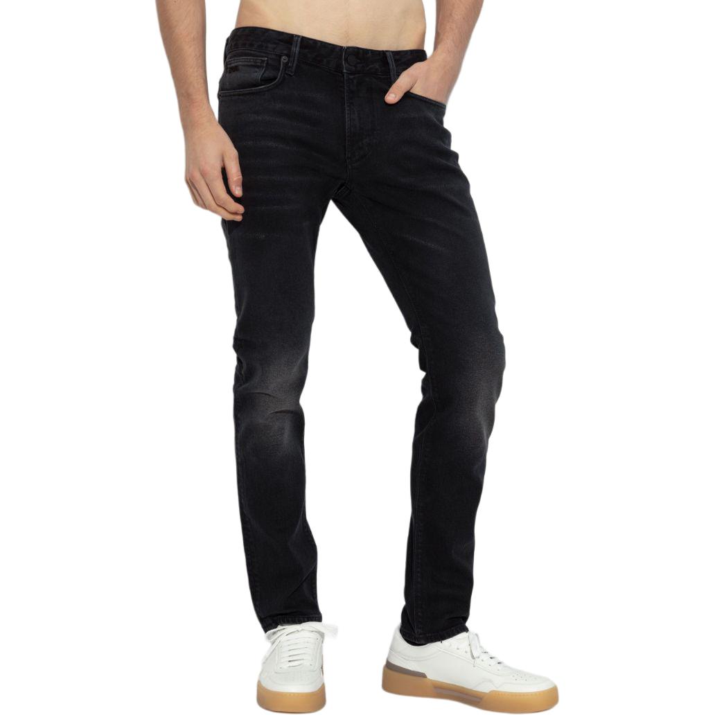 Shop EMPORIO ARMANI SS24 Jeans Hitam Pudar dengan Poket Sisi Berzip. 6D1J06-1D96Z-0006