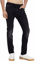 Shop EMPORIO ARMANI SS24 洗舊黑色牛仔褲附側邊拉鍊口袋 6D1J06-1D96Z-0006