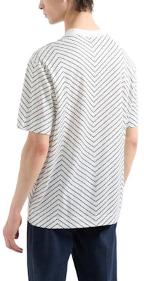 EMPORIO ARMANI SS24 White Herringbone Print Crew Neck T-Shirt Casual Tee 6D1TQ3-1JOSZ-F143 Shop EMPORIO ARMANI SS24 White Herringbone Print Crew Neck T-Shirt Casual Tee 6D1TQ3-1JOSZ-F143