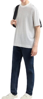 EMPORIO ARMANI SS24 White Herringbone Print Crew Neck T-Shirt Casual Tee 6D1TQ3-1JOSZ-F143 Purchase EMPORIO ARMANI SS24 White Herringbone Print Crew Neck T-Shirt Casual Tee 6D1TQ3-1JOSZ-F143