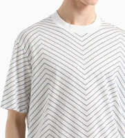 Sizing EMPORIO ARMANI SS24 白色人字紋印花圓領休閒短袖T恤 6D1TQ3-1JOSZ-F143