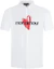 Buy EMPORIO ARMANI SS24 Kemeja Lengan Pendek Putih dengan Cetak Huruf Hati. 3D1C8R-1K2GZ-01M7