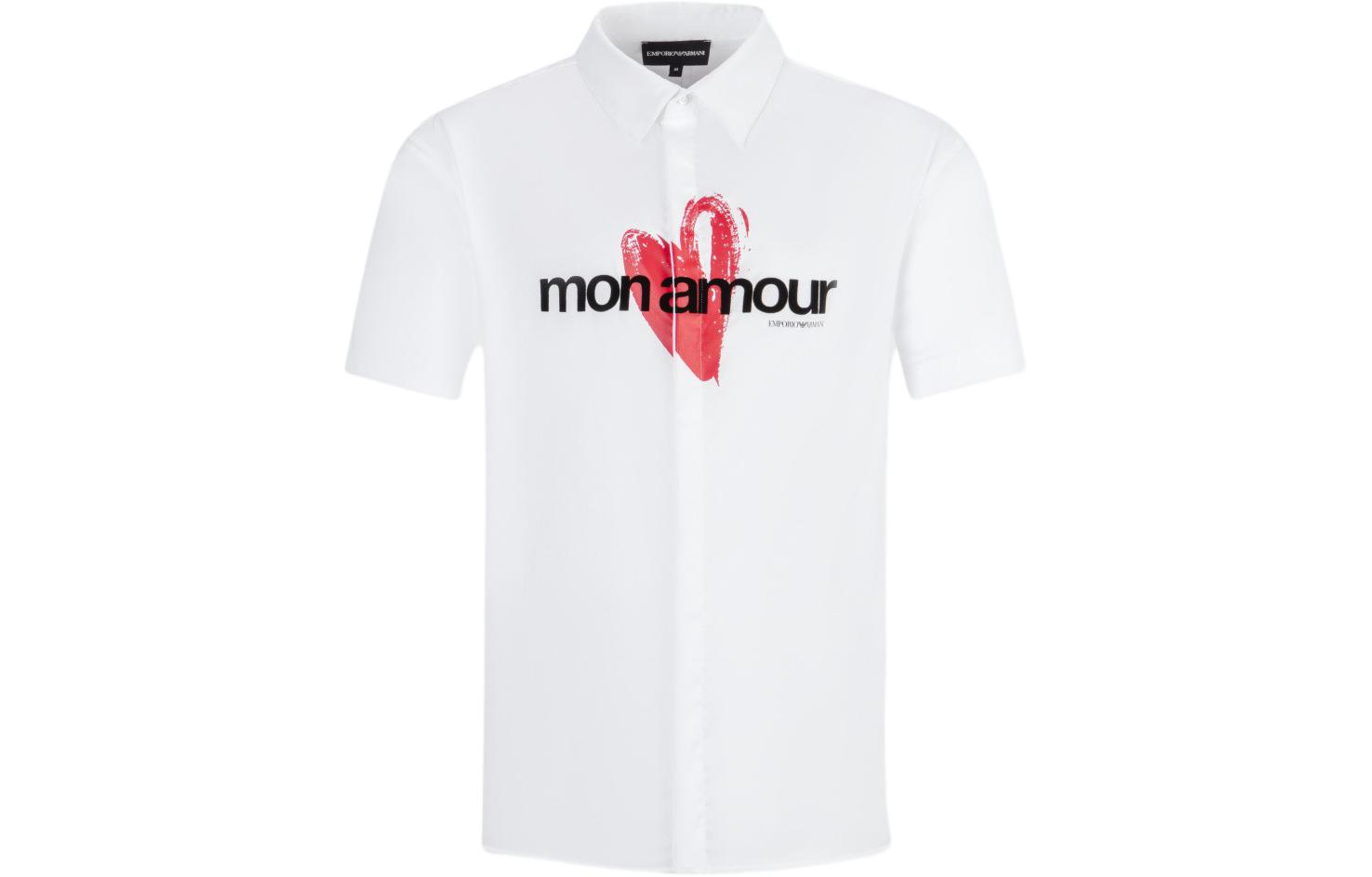EMPORIO ARMANI SS24  White Short-Sleeve Shirt with Heart Letter Print. 3D1C8R-1K2GZ-01M7 圖 2
