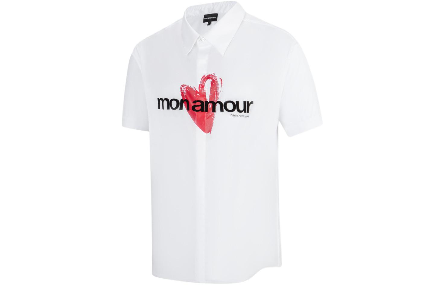 EMPORIO ARMANI SS24  White Short-Sleeve Shirt with Heart Letter Print. 3D1C8R-1K2GZ-01M7 圖 4
