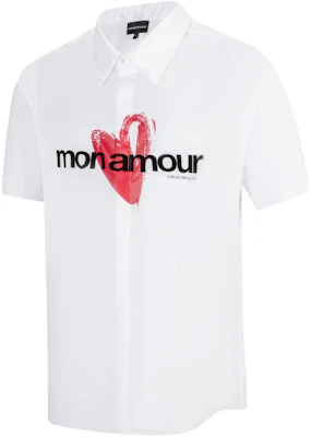 EMPORIO ARMANI SS24 Kemeja Lengan Pendek Putih dengan Cetak Huruf Hati. 3D1C8R-1K2GZ-01M7 Shop EMPORIO ARMANI SS24 Kemeja Lengan Pendek Putih dengan Cetak Huruf Hati. 3D1C8R-1K2GZ-01M7