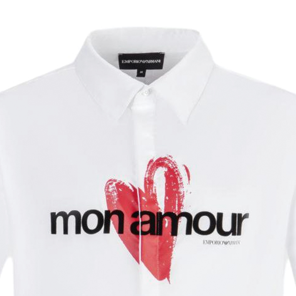 EMPORIO ARMANI SS24  White Short-Sleeve Shirt with Heart Letter Print. 3D1C8R-1K2GZ-01M7 圖 5