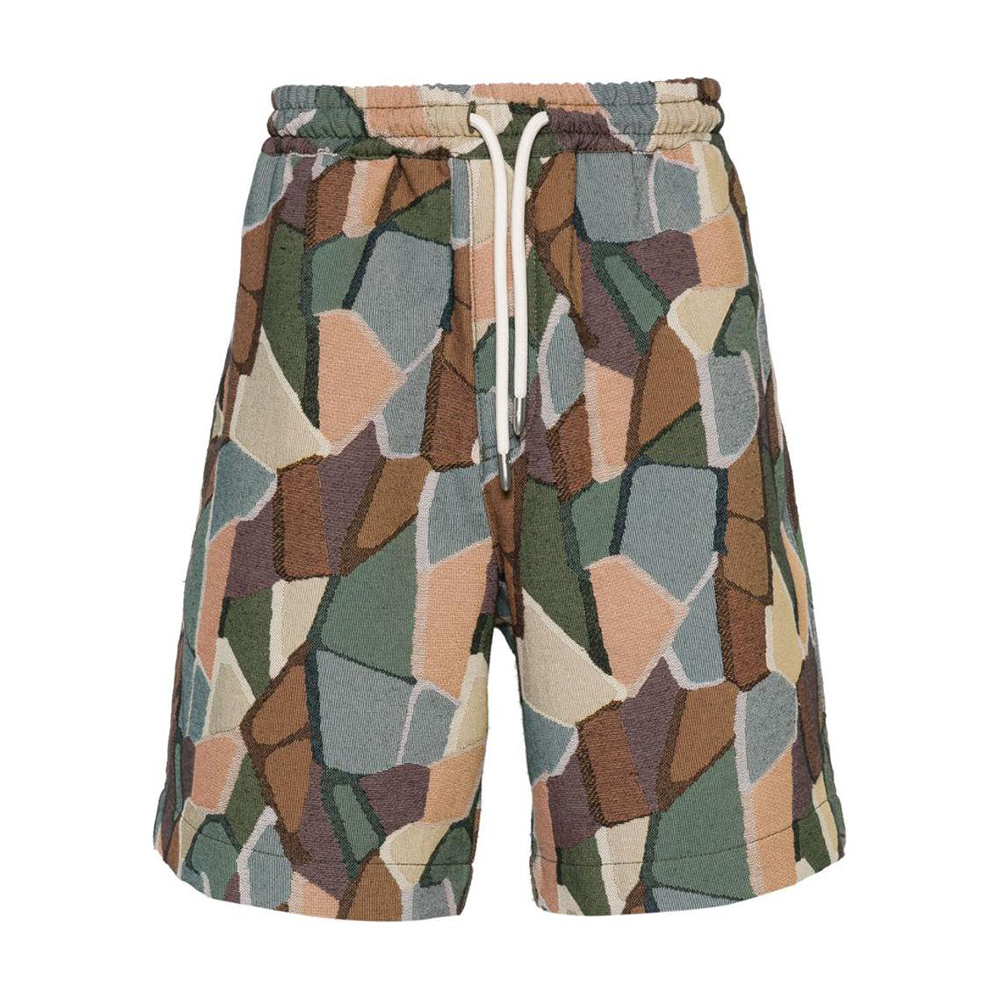 EMPORIO ARMANI SS24 Abstract Print Relaxed Wide-Leg Shorts Men’s Multicolor 3D1P8F-1K3NZ-F514