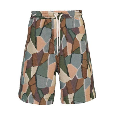 EMPORIO ARMANI SS24 Abstract Print Relaxed Wide-Leg Shorts Men’s Multicolor 3D1P8F-1K3NZ-F514