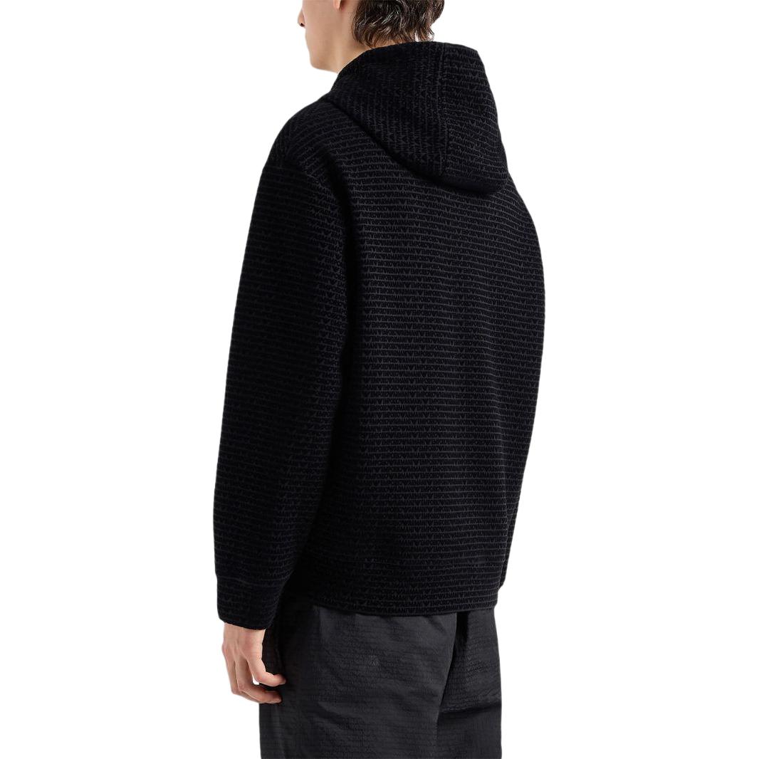 Emporio Armani SS24 All-Over Logo Zip-Up Hoodie Black 6D1MB0-1JHSZ-BLACK 圖 4
