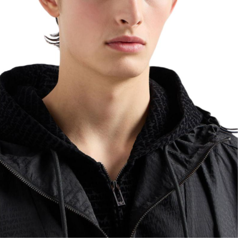 Emporio Armani SS24 All-Over Logo Zip-Up Hoodie Black 6D1MB0-1JHSZ-BLACK 圖 5