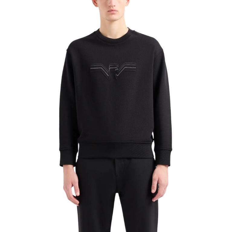 Emporio Armani SS24 Black Crewneck Sweatshirt with Logo Embroidery 3D1M75-1JWPZ-0999 圖 3
