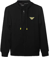 Emporio Armani SS24 Black Embroidered Solid Color Zip-Up Hoodie 111784-4F571-BLACK Emporio Armani SS24 Black Embroidered Solid Color Zip-Up Hoodie 111784-4F571-BLACK
