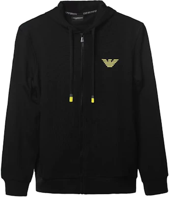 Emporio Armani SS24 Black Embroidered Solid Color Zip-Up Hoodie 111784-4F571-BLACK Buy Emporio Armani SS24 Black Embroidered Solid Color Zip-Up Hoodie 111784-4F571-BLACK