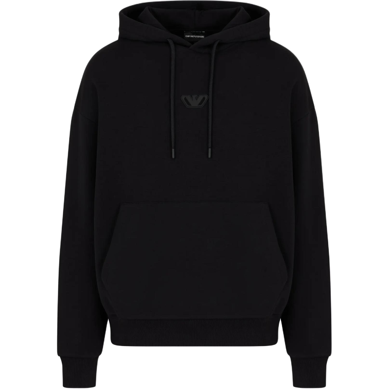 Emporio Armani SS24 Black Hoodie with Logo Embroidery 6D1M6S-1JHLZ-00C3