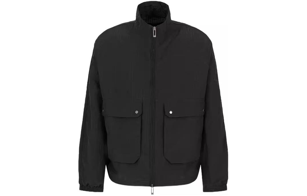 Emporio Armani SS24 Black Stand Collar Zip-Up Jacket 3D1BG7-1NJUZ-0999
