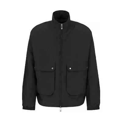 Emporio Armani SS24 Black Stand Collar Zip-Up Jacket 3D1BG7-1NJUZ-0999