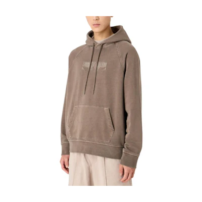 Emporio Armani SS24 Brown Hoodie with Letter Logo Embroidery 3D1M87-1JOQZ-0440
