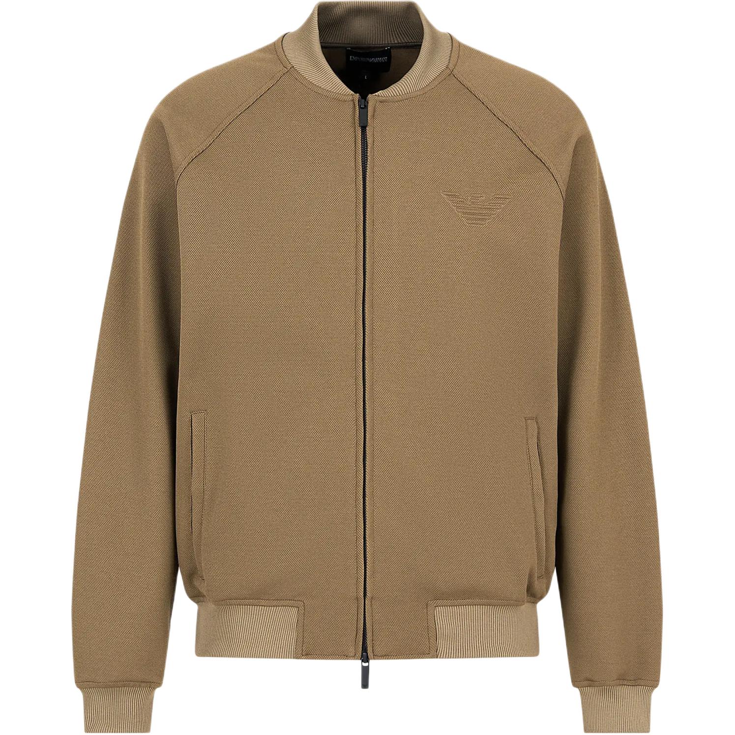 Emporio Armani SS24 Brown Solid Logo Zip-Up Jacket 3D1B7T-1J9KZ-0487