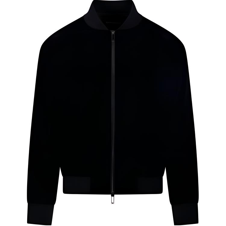 EMPORIO ARMANI SS24 Clubwear  Black Zip-Up Baseball Collar Jacket. 6D1BF3-1NUXZ-0999
