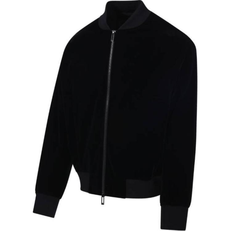 Shop EMPORIO ARMANI SS24 黑色棒球領拉鍊外套 俱樂部服飾 6D1BF3-1NUXZ-0999