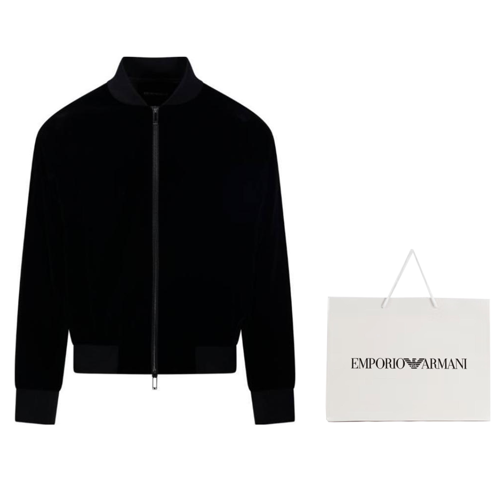 Purchase EMPORIO ARMANI SS24 黑色棒球領拉鍊外套 俱樂部服飾 6D1BF3-1NUXZ-0999