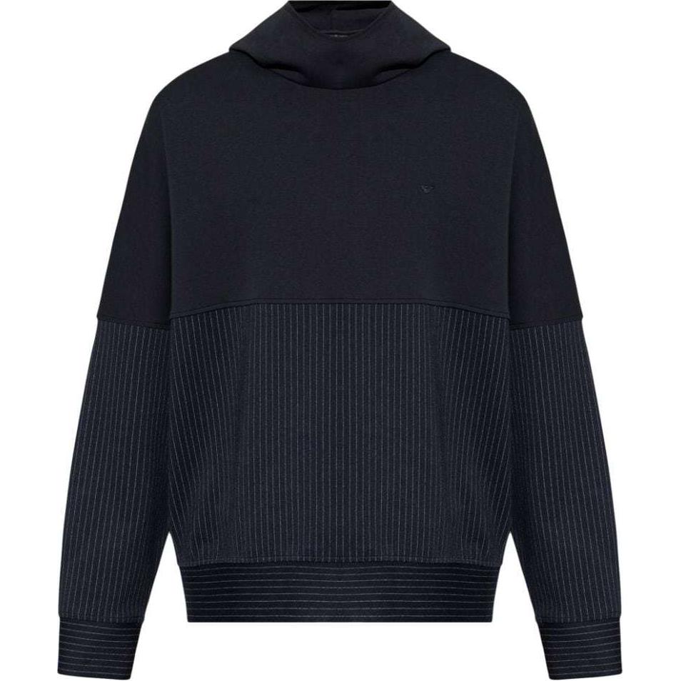 Emporio Armani SS24 Colorblock Hoodie Navy Blue Long Sleeve Pullover 6D1MA7-1JHSZ-SEAMILITARYBLUE