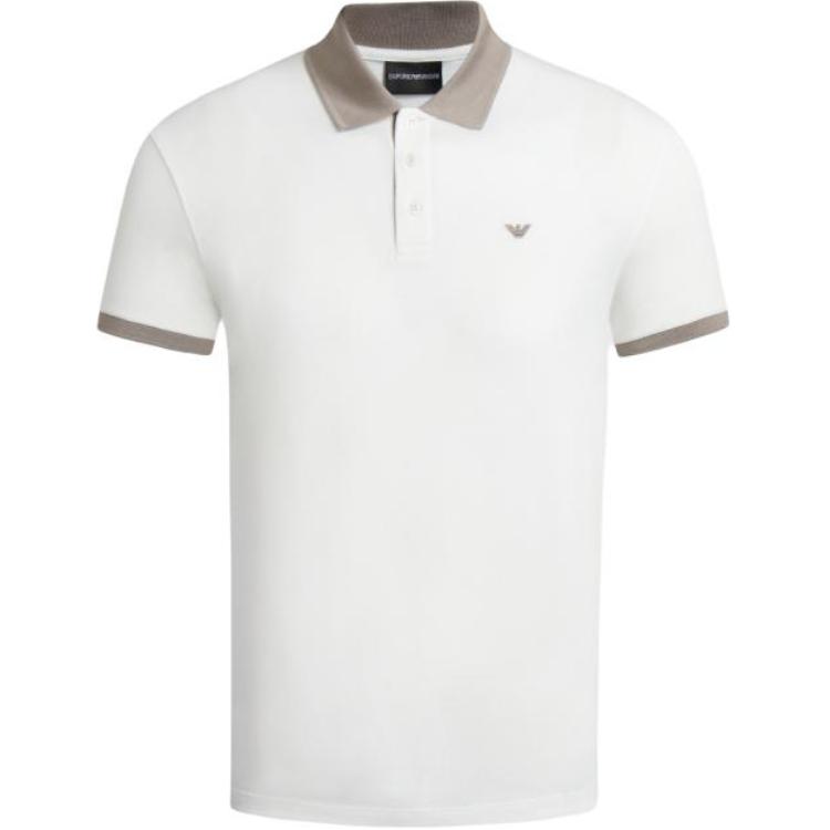 EMPORIO ARMANI SS24 Colorblock Logo Polo Shirt Short Sleeve Men’s Off-White. 3D1FM1-1JTKZ-0101