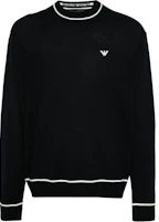EMPORIO ARMANI SS24 Contrast Trim Logo Knit Crewneck Loose Sweater Black Men. 6D1MXH-1MJLZ-F036 EMPORIO ARMANI SS24 Contrast Trim Logo Knit Crewneck Loose Sweater Black Men. 6D1MXH-1MJLZ-F036