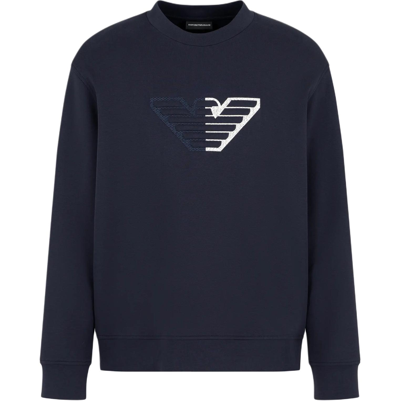 Order Emporio Armani SS24 Embossed Eagle Crewneck Sweatshirt Navy Blue  Pullover 6D1M76-1JHSZ-0920
