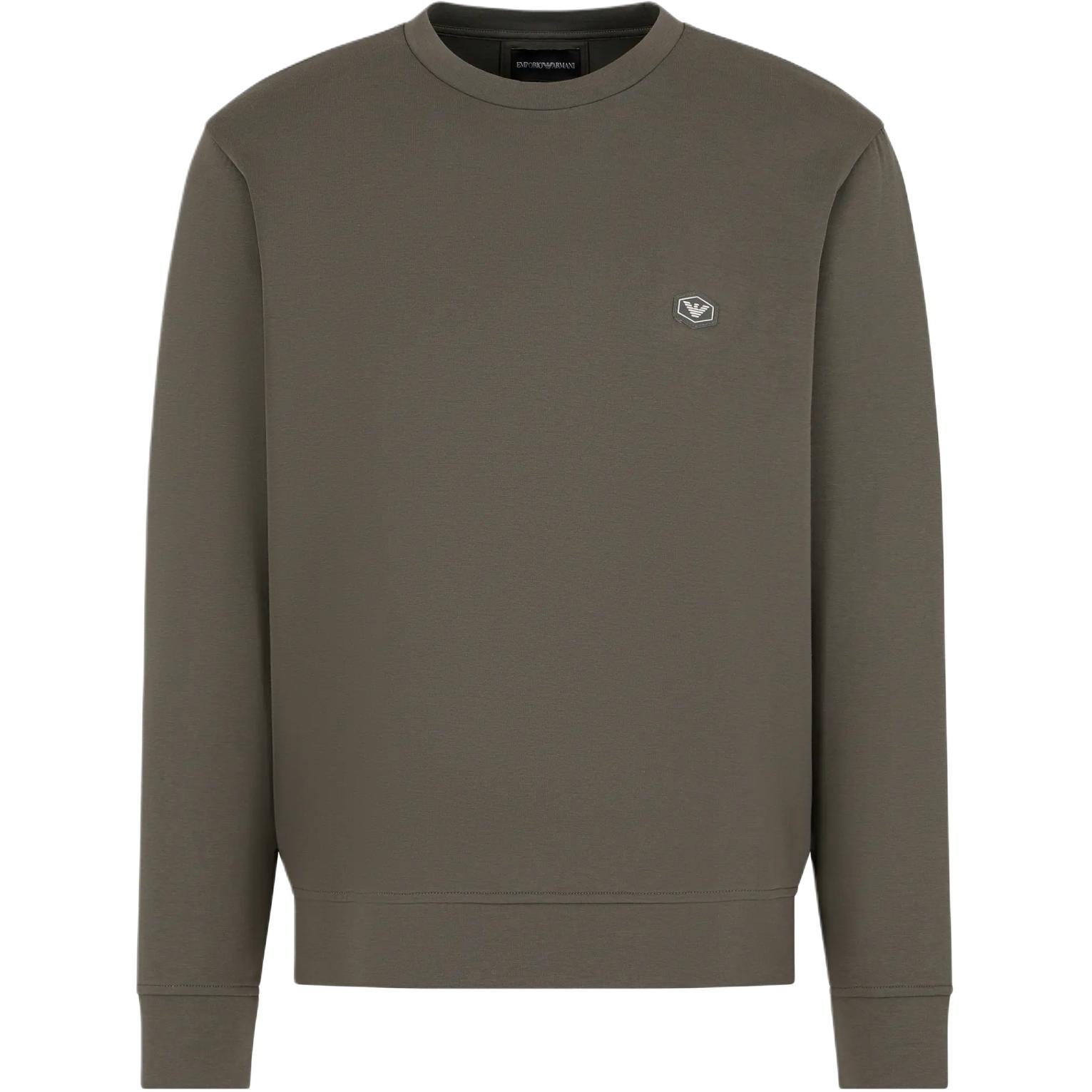 Emporio Armani SS24 Essentials Logo Crewneck Pullover Sweatshirt Men Brown-Green 8N1MD1-1JHSZ-06K0