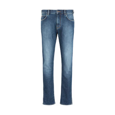 EMPORIO ARMANI SS24 Faded Slim Fit Low-Rise Tapered Jeans Men Blue 3D1J16-1D12Z-0942