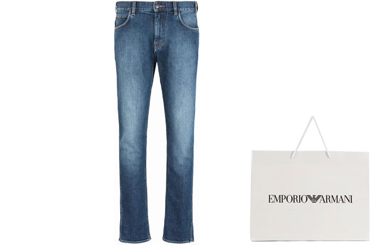 Lookbook EMPORIO ARMANI SS24 漸層修身低腰錐形牛仔褲 男款 藍色 3D1J16-1D12Z-0942